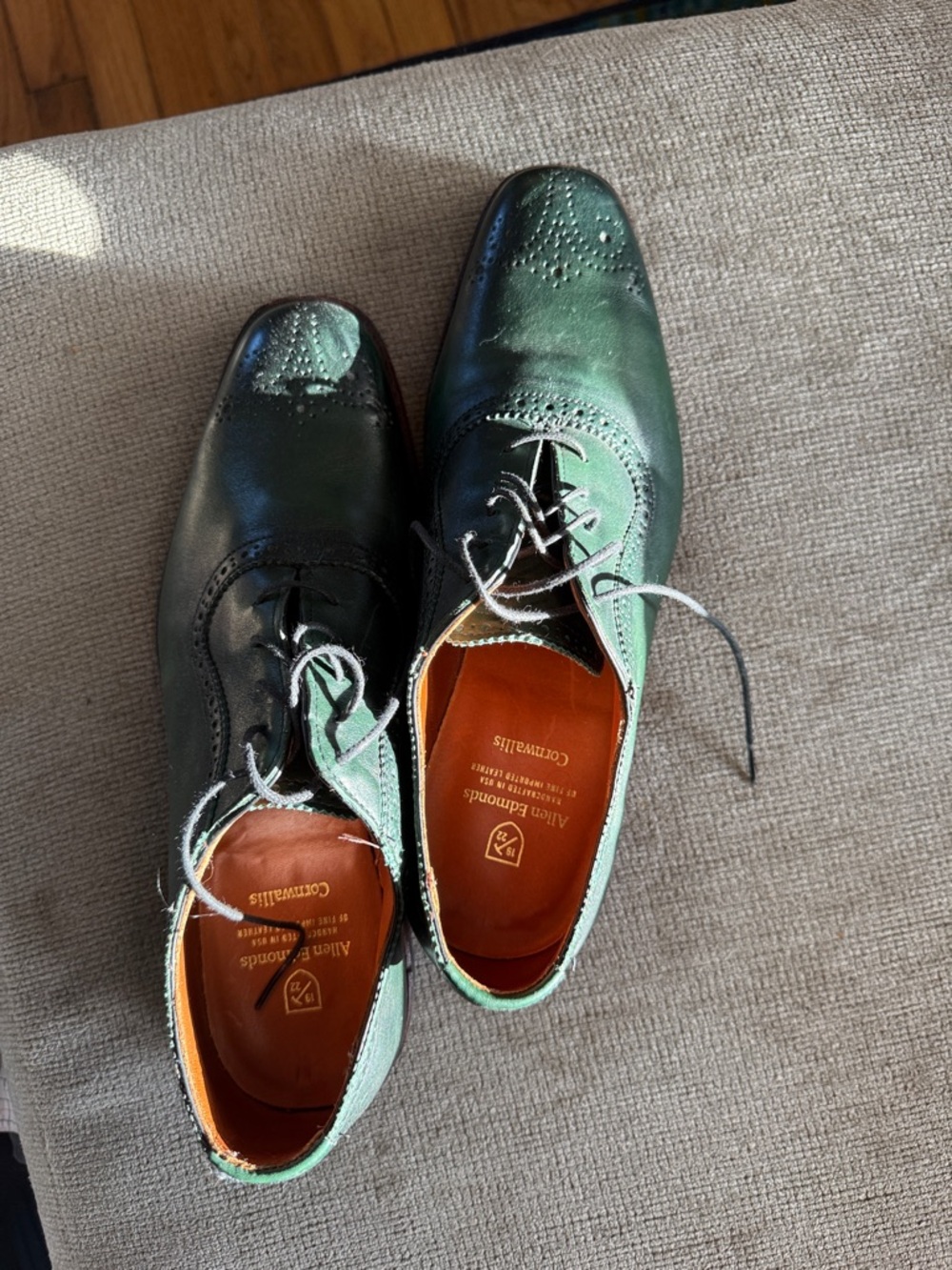 Allen Edmonds Green Leather Wingtip Oxfords